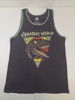 Jurassic World Retro Raptor Graphic Ringer Tank Top Small